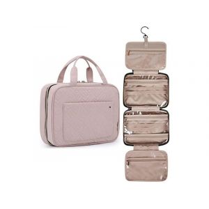 Trousse de toilette de voyage avec crochet - Rose, 4 compartiments, r&eacute;sistante &agrave; l'eau, &eacute;tui de rangement portable - Neuf