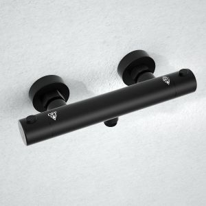 Mitigeur de Douche Thermostatique avec bouton de s&eacute;curit&eacute; &agrave; 38 &deg;C, Robinet Douche avec Contr&ocirc;le de Temp&eacute;rature Constant pour Douche et Baignoire Noir - Neuf