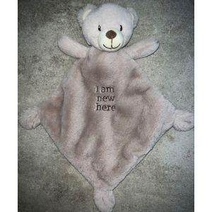 Doudou Ours Beige I&rsquo; Am New Here Nicotoy Jouet Peluche Ourson B&eacute;b&eacute; - Neuf