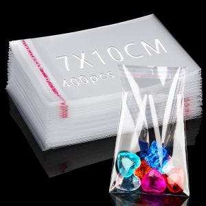 400 Pièces Sachet Cellophane Transparent 7x10cm Sacs Auto-adhésifs Plastique OPP Sachet Biscuit Sachet Emballage Transparent Petits Sac Bonbon pour Chocolats Bijoux Perles Cadeau Noel - Neuf