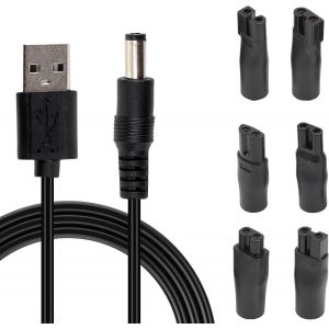 Mdy-6pcs 5v Chargeur De Rasoir Avec Tête De Connecteurs, Câble Universel 1m Usb Vers Dc Kit D'adaptateur Pour Différentes Marques Rasoirs Appareils D'entretien Table Lampes Purificateurs - Neuf