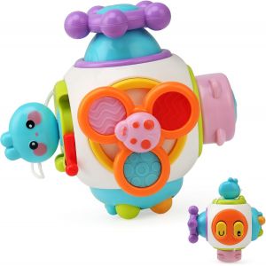 Motor Skills Cube Wooden Activity Cubes 6 in 1 Motor Skills Toy with Stackable Sorting Board Word Cards - Neuf