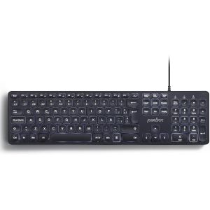 Periboard-331 Clavier Full-Size Usb Rétroéclairé Avec Câble - Touches Ciseaux Type X - Rétroéclairage Blanc - Noir - Qwerty Espagnol - Neuf