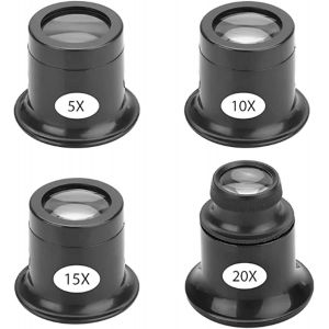KAL-4 Pi&egrave;ces Loupe De R&eacute;paration De Montre,Loupes De Bijoutier,Loupes D'Horloger Diff&eacute;rentes Puissances,R&eacute;paration Loupe Kits,Loupe R&eacute;paration Montre Outil Loupe Pour Horloger(5X,10X,15X,20X) - Neuf