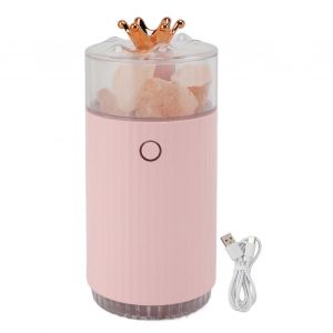 Mini humidificateur 240ml avec arôme de sel de mer USB Rechargeable à ultrasons Humidificateur de bureau d'éclairage coloré pour voiture chambre rose - Neuf