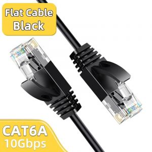 AOUR-Câble Ethernet Ultra mince Cat6A câble Ethernet LAN 10Gbps 550MHz câble réseau UTP Cat 6a câble de raccordement mince pour routeur, Modem-0.5m-2pcsSlim Cable-Black - Neuf