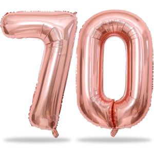 Grand Ballon D'Anniversaire En Forme De Chiffre 70 Pour Femme, 101,6 Cm, En Feuille Mylar Or Rose, En Forme De Chiffre 70 Et 0 Pour D&eacute;coration De F&ecirc;te D'Anniversaire - Neuf