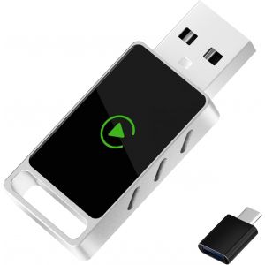 KALANKA-Adaptateur sans Fil pour Carplay - Adaptateur Android Auto sans Fil, Plug & Play, iOS 10+/Android 10+, Connexion Rapide pour Les v&eacute;hicules &agrave; partir de 2016 (98%+Voitures), USB-A/C, Noir/Argen - Neuf