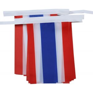 MEVRONISSHOP-Guirlande Drapeau Tha&iuml;lande - 6 M&egrave;tres Avec 20 Fanions Tha&iuml;landais De 21x14 cm - Petits Drapeaux 100% Polyester - 60g - Neuf