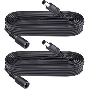Lot de 2 rallonges d'alimentation CC 5,5 mm x 2,1 mm, pour caméra de vidéosurveillance, caméra IP WiFi, DVR, Bande LED, câble d'extension Adaptateur d'alimentation DC, Noir, 3 m - Neuf