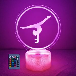 3d Gymnastique Led Lampe Art Déco Lampe La Couleur Changeant Lumières Led Décoration Lumière Contrôle À Distance 7/16 Couleurs Change Alimentation Usb Lampes Enfants Cadeau Anniversaire Noël Cadeau - Neuf