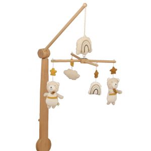 Mobile Musical En Bois Avec Jouets En Coton - Neuf