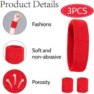 Tzf-9 Pièces Bandeau De Sport,Ensemble Bandeau Et Serre-Poignets,80 Et 90 Rétro Pour Carnaval Soirée, Bandeau Absorbant La Transpiration - Neuf