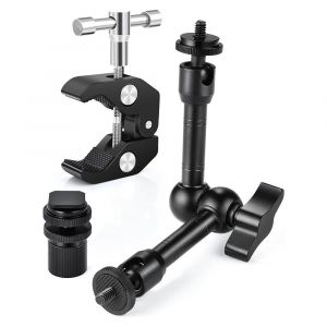 Bras magique réglable avec Super pince,bras articulé de 9 pouces,bras d'alimentation à Friction,Kit de vis de crabe pour lumière de moniteur de caméra - Neuf