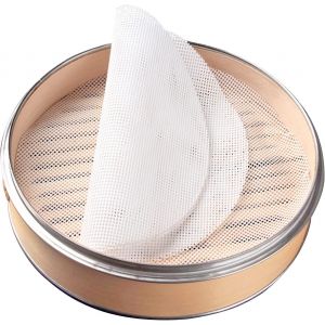 AYUHR-Lot de 4 doublures en silicone de bambou de 25,4 cm ¿ Antiadhésifs, réutilisables pour petits pains cuits à la vapeur, boulettes, légumes, Dim Sum, Momo, riz et poisson ¿ Qualité alimentaire - Neuf