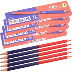 Eryi-Lot De 48 Crayons De Couleur, Bicolore, Rouge Et Bleu, Marqueur Spécial À Double Pointe, Crayons De Couleur Non Effaçables Pouvant Être Utilisés Pour Le Traçage - Neuf