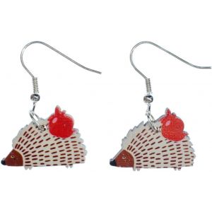 Kal-Le Hangar Hérisson Forêt Animaux Jardin Holzapfel Automne Mignon - Bijoux Fashion Main Argenté Boucles D'oreille - Neuf