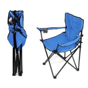 Chaise De Camping Avec Poche Bleu - Neuf