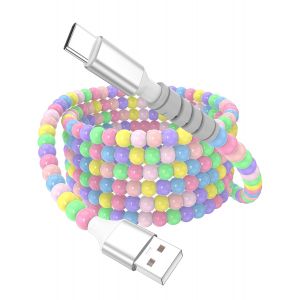 JGD-2M C&acirc;ble Color&eacute; Perles Carplay pour iPhone 17 16 15 Pro Max,27W 3A C&acirc;ble USB C pour A-pple CarPlay et Android Auto,C&acirc;ble Carplay pour iPad Pro, pour iPad 10/Air 5/4,pour Galaxy A16 A56 S24 Pixel - Neuf