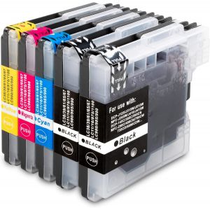 Lot de 5 Cartouches d'encre de Rechange équivalentes à Brother LC-980 LC-985 LC-1100 pour MFC 250C 255CW 290C 295CN 490CW 5490CN 5890CN 5895CW 6490CW 6890CDW 790CW 795CW 990CW J265W J4490CW - Neuf