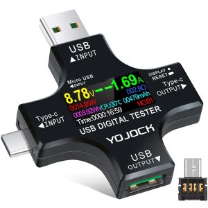 Testeur USB Multim&egrave;tre USB C Meter de Courant et de Tension 3.6-32V 0-5.1A Tester 2 en 1 Voltmetre Amperemetre Capacit&eacute; Alimentation Wattm&egrave;tre Chargeur D&eacute;tecteur avec adaptateur OTG - Neuf