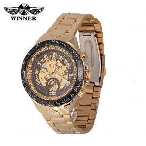 Winner Hommes Automatique M&eacute;canique Squelette Montre Bracelet Acier Hollow Montre-Bracelet (#4) - Neuf