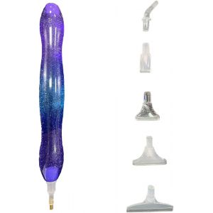 Ayuhr-5d Diamond Painting Stylo Résine Diamant Peinture Stylo Broderie Peinture Outils Avec 6 Forets Remplaçables Pour Diamant Peinture Broderie Et Nail Art(Violet Et Bleu Foncé) - Neuf