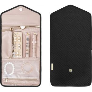 Boîte à bijoux en tissu rose contemporain avec 5 compartiments et fermeture éclair pour le rangement et la protection de bijoux à la maison - Neuf