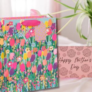 Sac Cadeau De Luxe ,Sac Cadeau Aux Couleurs Vives ,Convient Pour La F&ecirc;te Des M&egrave;res Et L'Anniversaire Des Mamans ,Motif Tulipes Color&eacute;es ,26 X 31,5 X 13,5 Cm ,Multicolore - Neuf