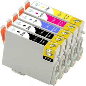 Lot de 5 cartouches d'encre de rechange T0615 T0611 T0612 T0613 T0614 T0615 Epson Stylus D68 D88 DX4200 DX4250 DX4800 DX4850 DX3800 - Neuf
