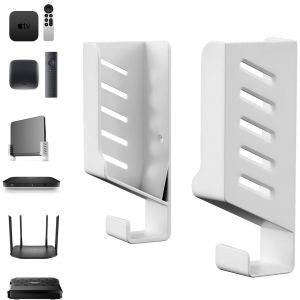 Support Mural Universel Pour Tv Box/Routeur/Commutateurs R&eacute;seau/Modems, Compatible Avec Tp-Link, Mi Box, Apple Tv, Sky Q, &Eacute;tag&egrave;re Murale Pour Dispositifs &Eacute;paisseur < 4Cm, White[HDM925373] - Neuf