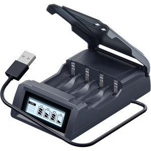 Chargeur de Batterie AAA pour Piles universelles Lithium 1,5V / NI-MH 1,2V AA et AAA, Charge ind&eacute;pendante, Chargeur de Batterie &agrave; Charge Rapide USB C - Neuf