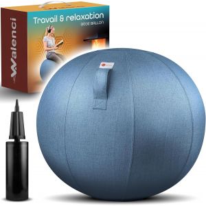 Ballon Siège Travail Et Relaxation Chaise De Bureau Ergonomique,Chaise Ballon,Confort Teletravail Et Gaming,Ideal Bureau Assis-Debout,Housse Textile Premium (Bleue,75) - Neuf