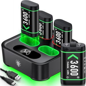 Chargeur Pour Manette Sans Fil Xbox - 4 Batteries 3600 Mwh - Pour Xbox Series X, S/Xbox One/One S/X/Elite - Rechargeable - Neuf