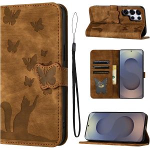 Kal-Housse Protection Pour Samsung Galaxy S25 Ultra 5g Pouces Matériau En Cuir Pu Coque S25 Ultra/Sm-S938b Avec Fentes Pour Cartes Housse S25 Ultra/Sm-S938b Marron - Neuf