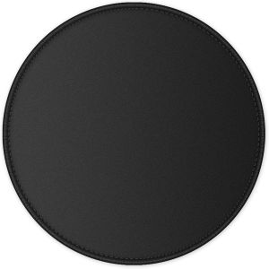 KALANKA-Tapis de Souris Rond, Mouse Pad pour Ordinateur PC Bureau Portable, Étanche Surface Lisse, Base Antidérapante en Caoutchouc, avec Bord Cousu, Noir Classique - Neuf