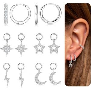 Kal-14k Plaqué Or Huggie Boucles D'oreilles Et Pendentifs Pour Les Femmes, Hypoallergénique Hoop Dangle Boucles D'oreilles, Boucles D'oreilles Exquis Huggie Hoop - Neuf
