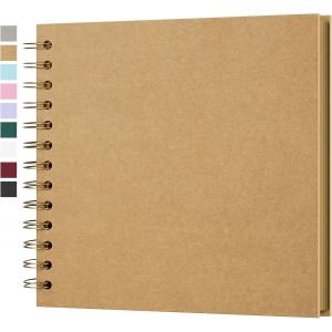 Album Photo Scrapbooking DIY 18x18 cm Papier Kraft Rigide avec 20 Feuilles,Livre de Souvenirs Photographiques pour Familles et Mariages,Marron - Neuf
