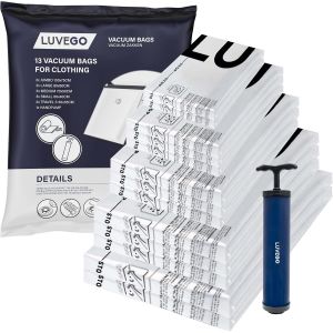 YEMAESRE-SacRangement Sous Vide Aspirateur Avec Pompe Manuelle - 13 Pack, Sac Sous Vide, 6X Medium, 4X Xl, 2X Jumbo, Convient Pour Les Matelas Et Les Vêtements - Neuf