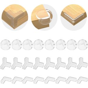 Protection Coin De Table B&eacute;b&eacute;,24 Pcs,3 Formes Transparent,Protection Angle Meuble,S&eacute;curit&eacute; Enfant - Neuf