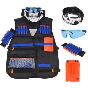 Ensemble De Gilet Tactique Wisfox Pour Nerf N-Strike Elite - Comprend 60 Fl&eacute;chettes, Des Lunettes, Une &Eacute;charpe Et Des Bracelets Pour Un Plaisir De Combat Ultime ! - Neuf