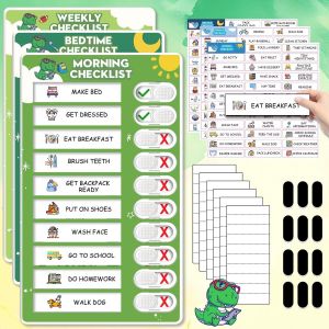 BMTTERQGWO-Planning magnetique 3 en 1 routine enfants matin soir semaine avec 99 autocollants outil visuel pour autisme TDAH - Neuf