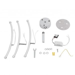 HJLIAN Plafonniers en aluminium argentes a LED, 3 lampes incurvees et chaudes avec pilote, pour salon, cuisine, chambre a coucher, 85-265 V - Neuf