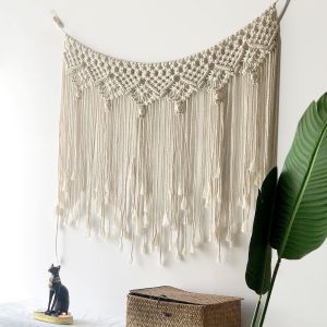 (40x20 pouces) Tenture murale en macramé Tapisserie tissée à la main Toile de fond en macramé pour décoration murale de ferme moderne, chambre, crèche, mariage, fête - Neuf