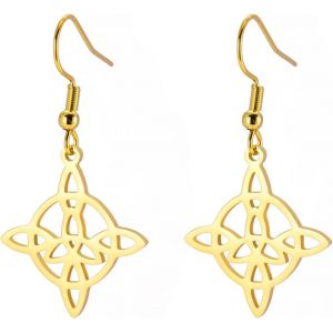 Kal-Boucles D'oreilles De N?ud De Sorcière En Acier Inoxydable Boucles D'oreilles Avec Pendentif N?ud Celtique Symbole Wiccan Amulette Magique De Sorcellerie Pour Femmes Charmant Dames - Neuf