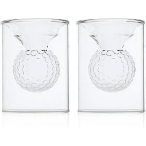 Mevronisshop-2 Pcs Verre A Shooter Verres À Liqueur Verre A Rhum À Shot A Vodka A Whisky Personnalisable Double Paroi 40ml Livré Avec Cuillère Pour Les Garçons Et Les Filles(Golf) - Neuf