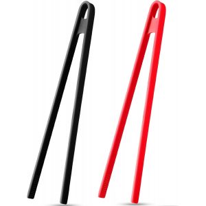 Lot De 2 Pinces En Silicone De 30 Cm Pour La Cuisine, Avec Dessous De Plat, Grille-Pain Et Ustensiles De Service R&eacute;sistants &Agrave; La Chaleur Pour Barbecue Et Grillades (Noir, Rouge) - Neuf