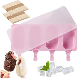 Kal-Moule À Glace En Silicone, Moule À Crème Glacée, Moule À Dessert Avec Couvercles Et 100 Bâtonnets En Bois Pour Maison Dessert, Jus De Fruits, Crème Glacée - Neuf