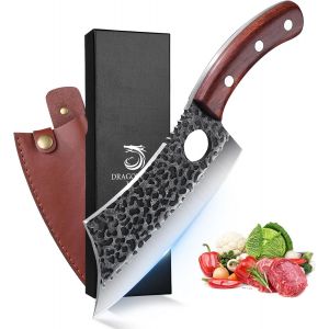 Checarzhn--No1-Couperet Boucher Pour La Viande, Couteau De Chef Forgé À La Main, Couteau Viking Japonais Avec Étui, Couperet De Cuisine Pour La Cuisine En Plein Air - Neuf