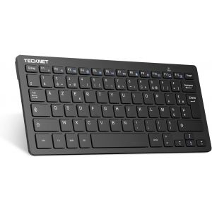 Clavier Sans Fil Mini 2.4G, Ultra-Mince Azerty Clavier Batterie Longue Durée Avec 12 Raccourcis Multimédias, Pour Windows 11 10, Pc, Ordinateur Bureau/Portable - Neuf